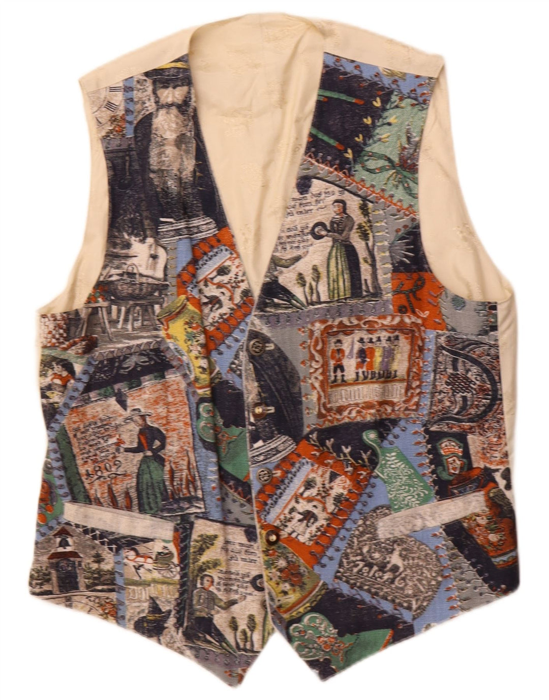 Gilet grafico da uomo Julius Lang IT 54 XL Viscosa patchwork beige