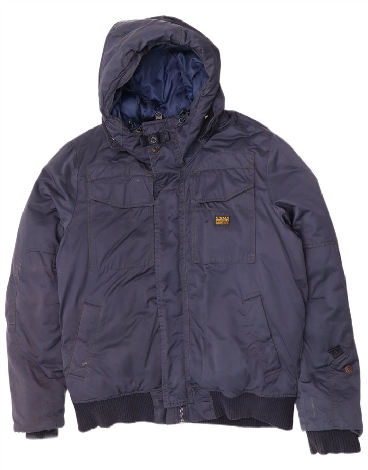 Giacca imbottita con cappuccio da uomo G-Star UK 42 XL Blu navy in poliammide