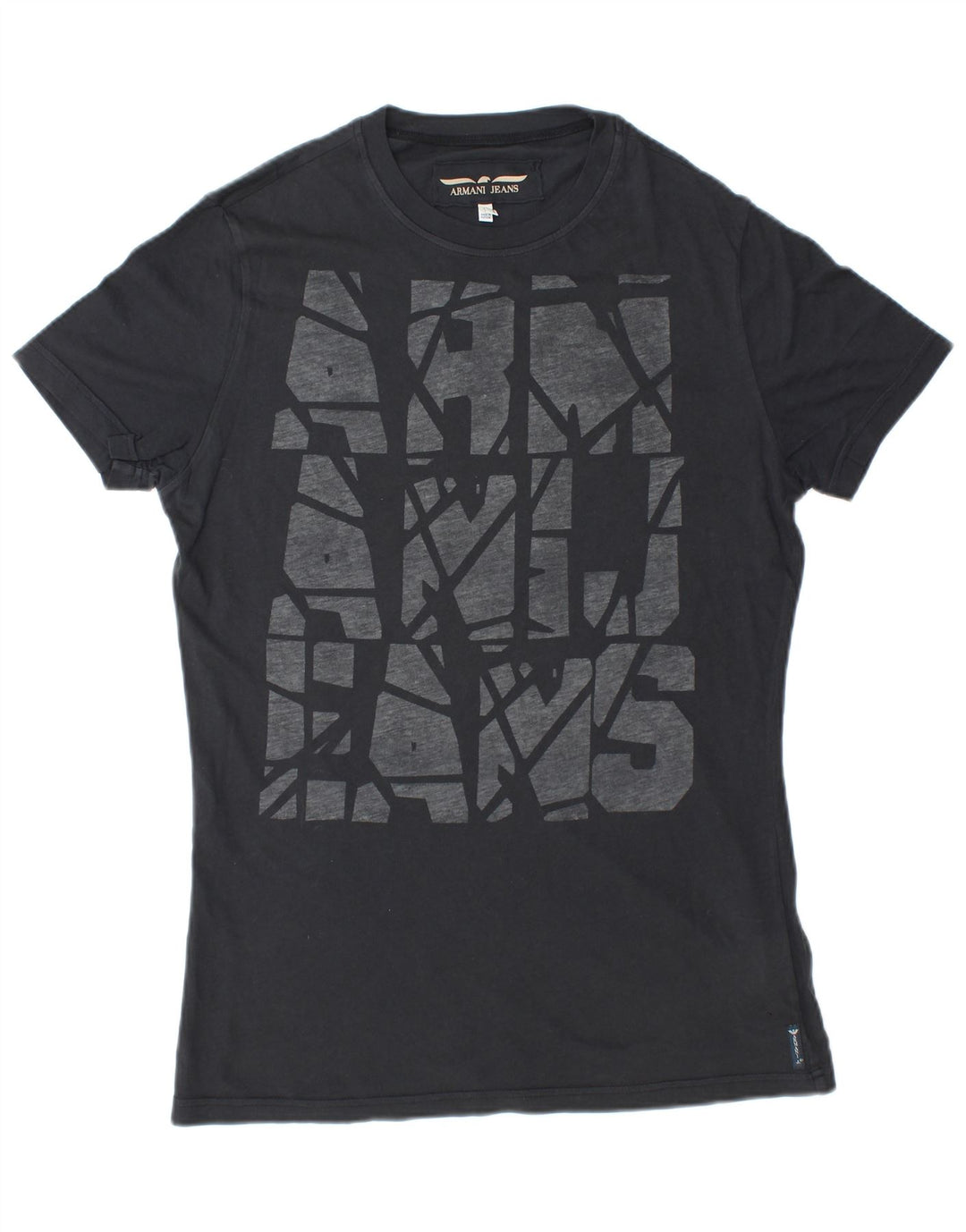 ARMANI JEANS T-shirt grafica da uomo Top grande in cotone nero