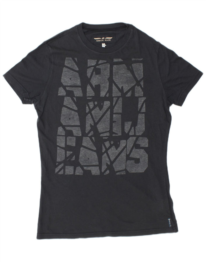 ARMANI JEANS T-shirt grafica da uomo Top grande in cotone nero