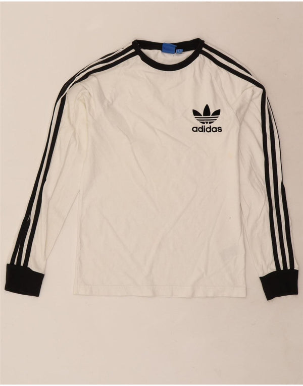 Maglietta grafica da uomo Adidas a maniche lunghe XS in cotone bianco