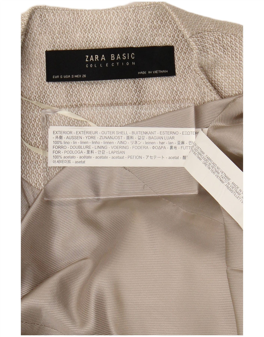 Soprabito aperto da donna Zara UK 10 piccolo lino beige