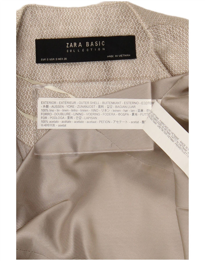 Soprabito aperto da donna Zara UK 10 piccolo lino beige