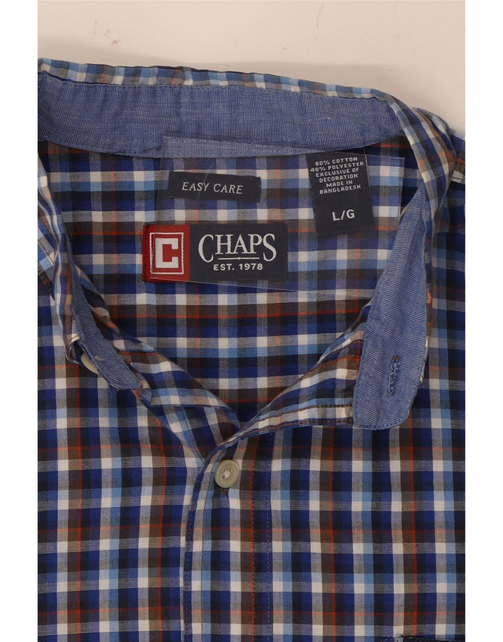 CHAPS Mens Easy Care Shirt Large Navy Blue Check Cotton Vintage Chaps and Second-Hand Chaps from Messina Hembry 