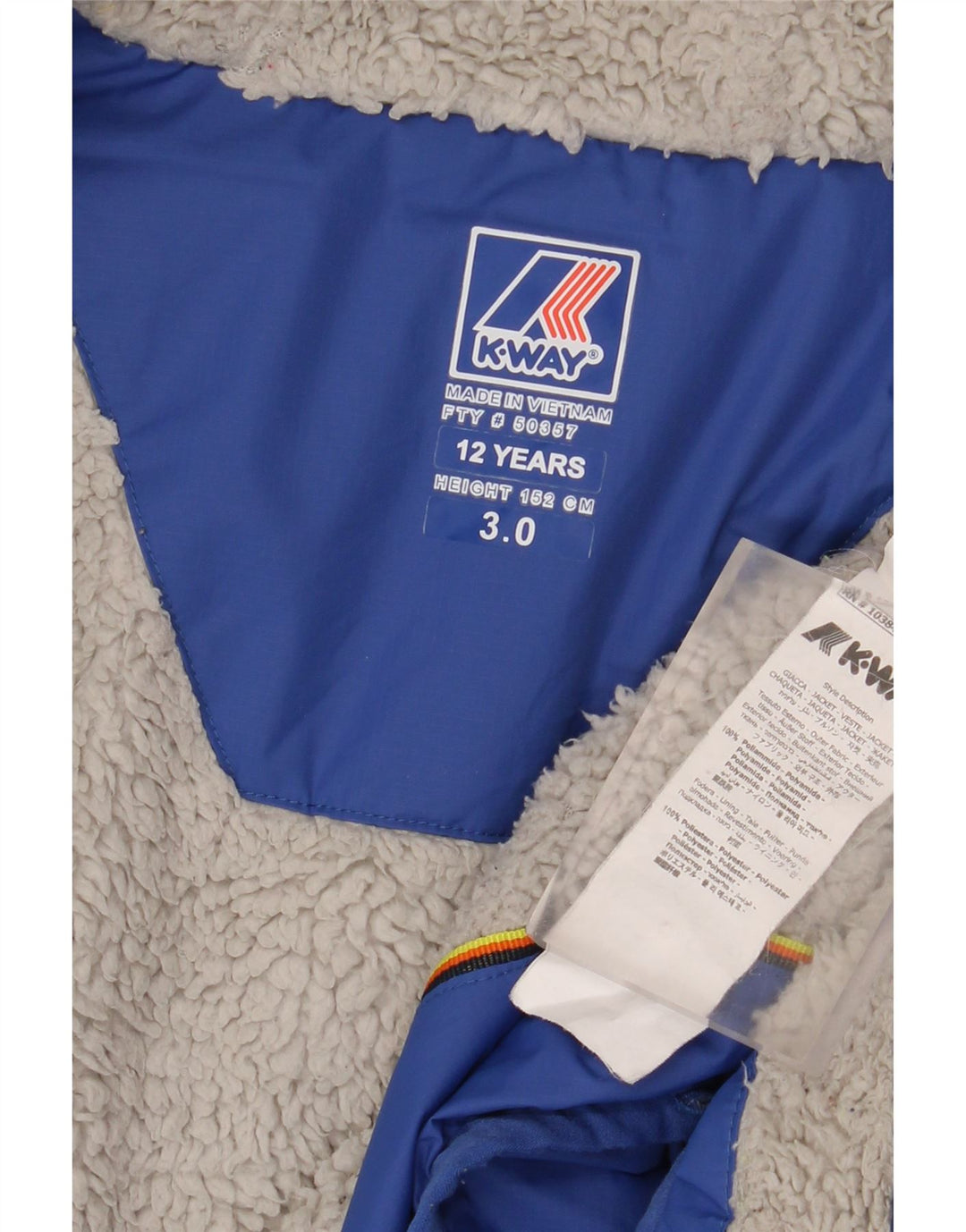 Giacca a vento con cappuccio K-Way Bambino 11-12 anni Blu in poliammide