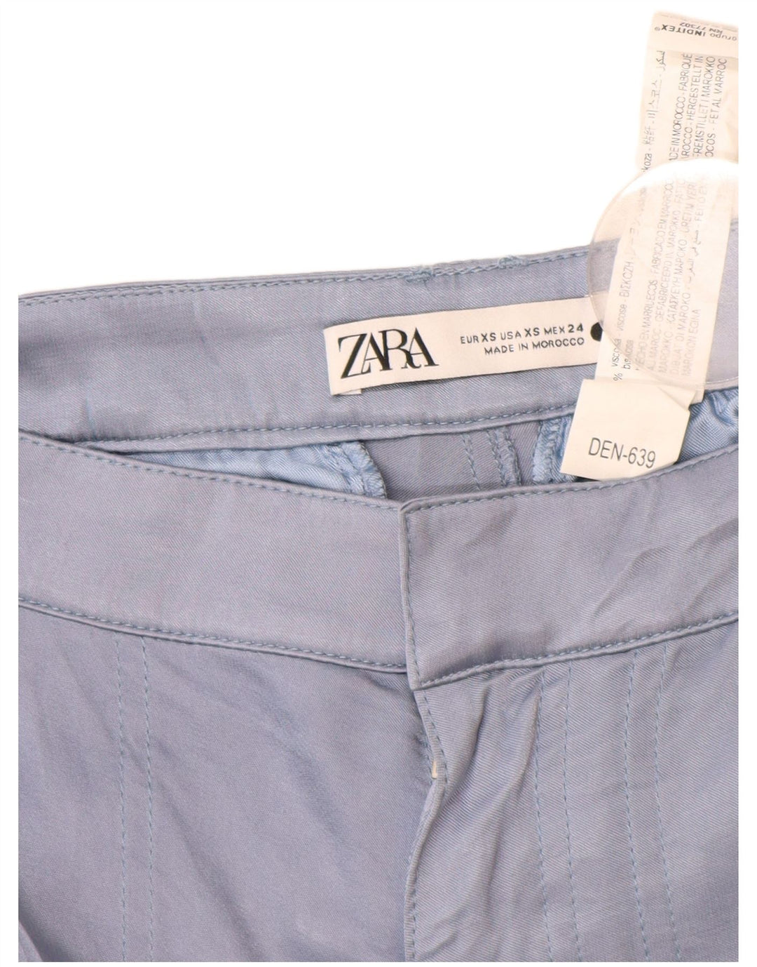 Pantaloni cargo dritti da donna ZARA XS W24 L30 blu viscosa