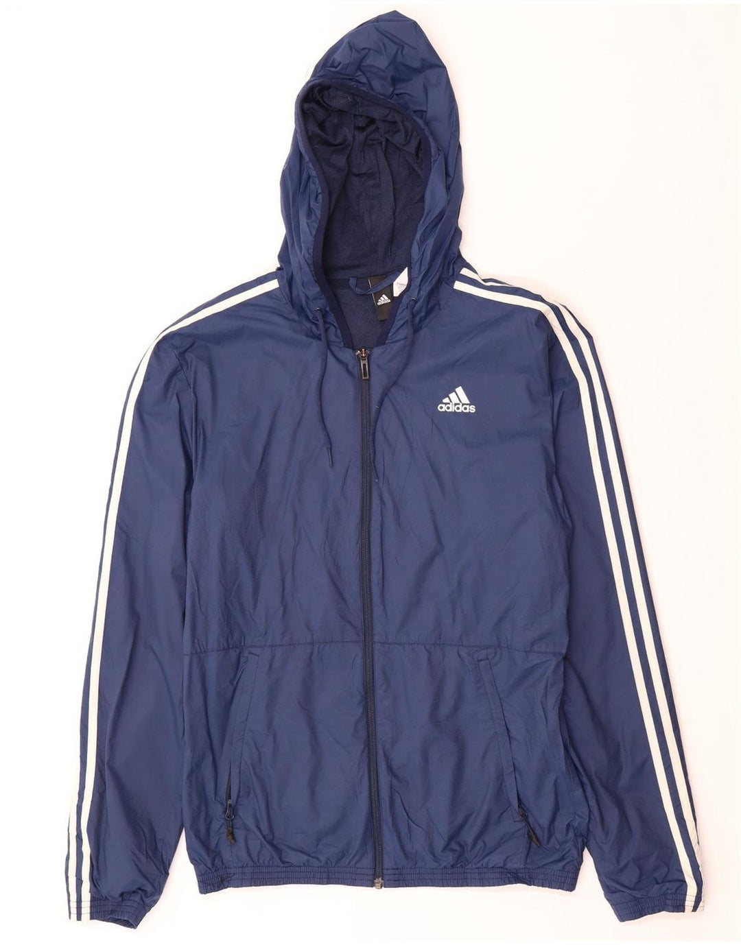 ADIDAS Giacca da tuta da uomo con cappuccio UK 36 Small Poliestere blu navy