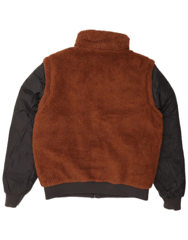 Calvin Klein Mens Reversible Padded Jacket UK 36 Small Brown Colourblock