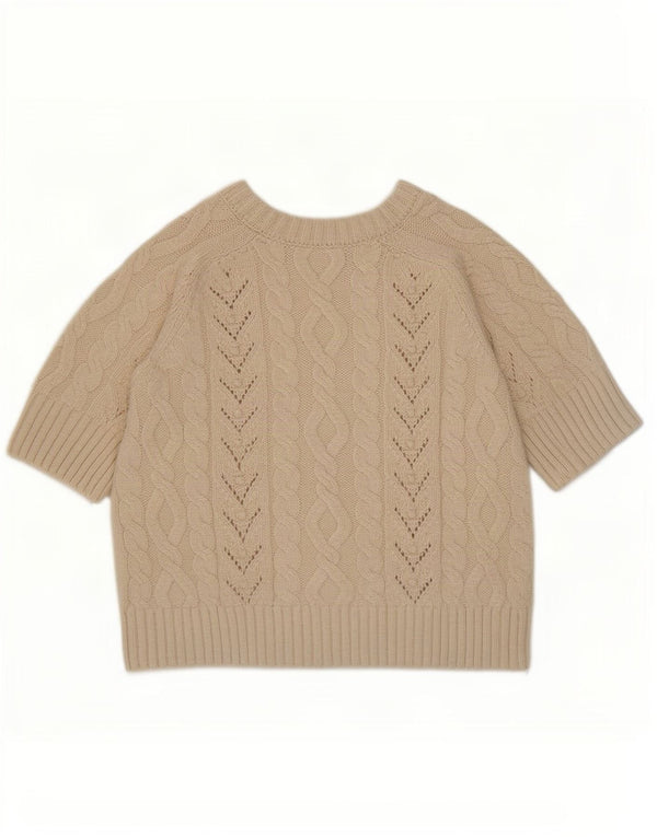 Maglione corto da uomo con scollo a barca a maniche corte Zara UK 10 piccolo bianco sporco