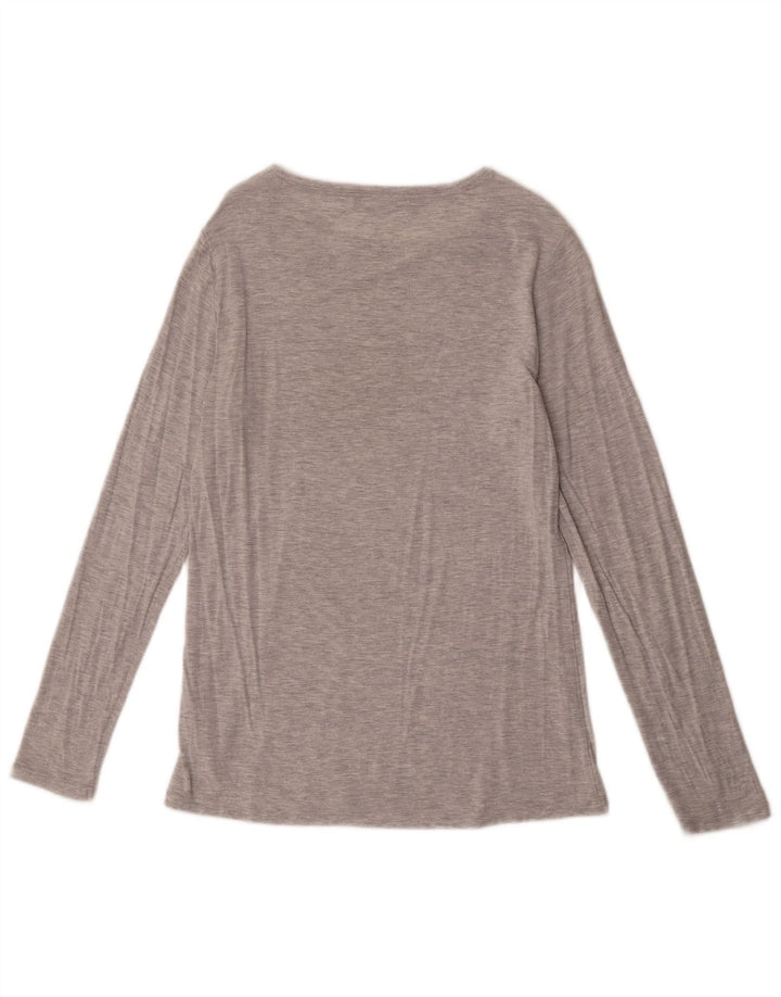 Top manica lunga da donna Marks & Spencer UK 14 grigio medio modal