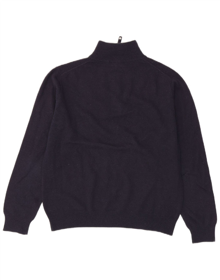 GANT Maglione da uomo con zip e collo in lana d'agnello medio blu navy