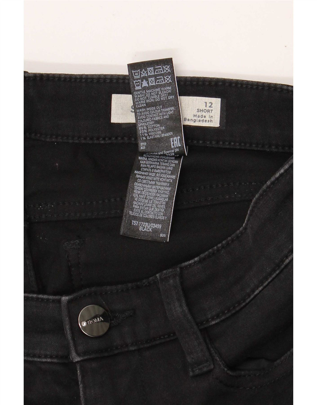 Jeans corti dritti da donna Marks & Spencer UK 12 medio W28 L29 neri