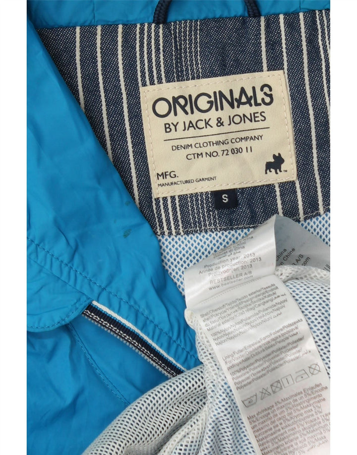 Giacca antipioggia con cappuccio da uomo Jack & Jones UK 36 piccola in nylon blu