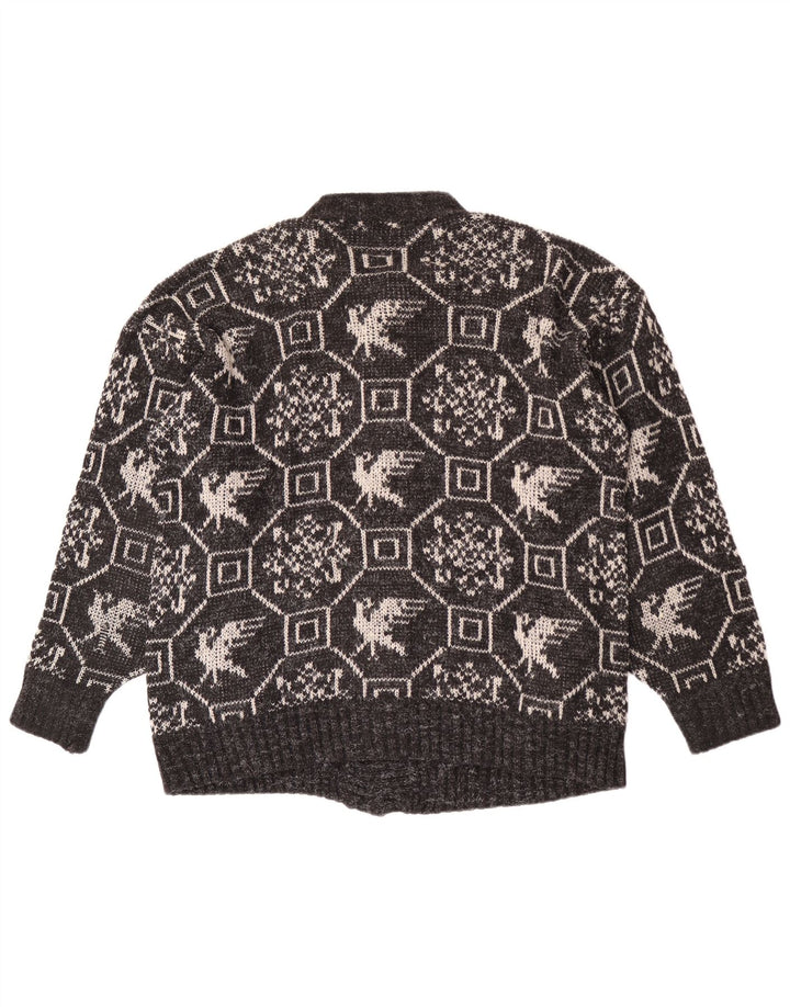 Maglione cardigan da uomo vintage XL grigio geometrico