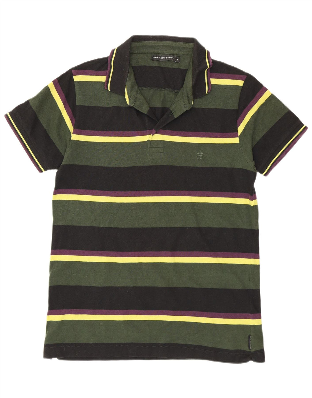 Polo da uomo vestibilità regolare French Connection in cotone a righe verde medio
