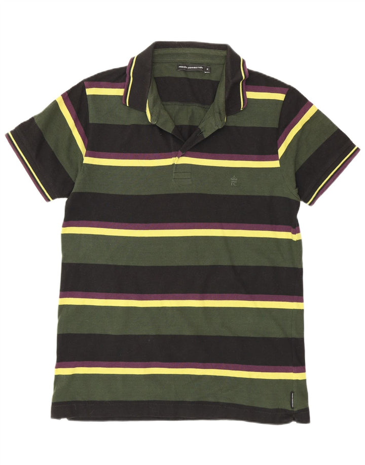 Polo da uomo vestibilità regolare French Connection in cotone a righe verde medio