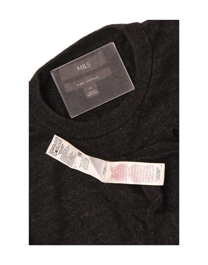 Maglione maglione girocollo da uomo Marks & Spencer in cotone screziato grigio medio