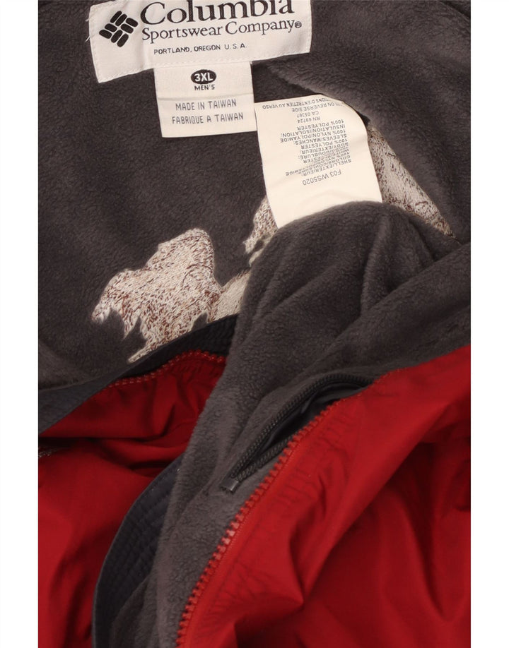 COLUMBIA Giacca a vento oversize da uomo UK 46 3XL Rosso Colourblock