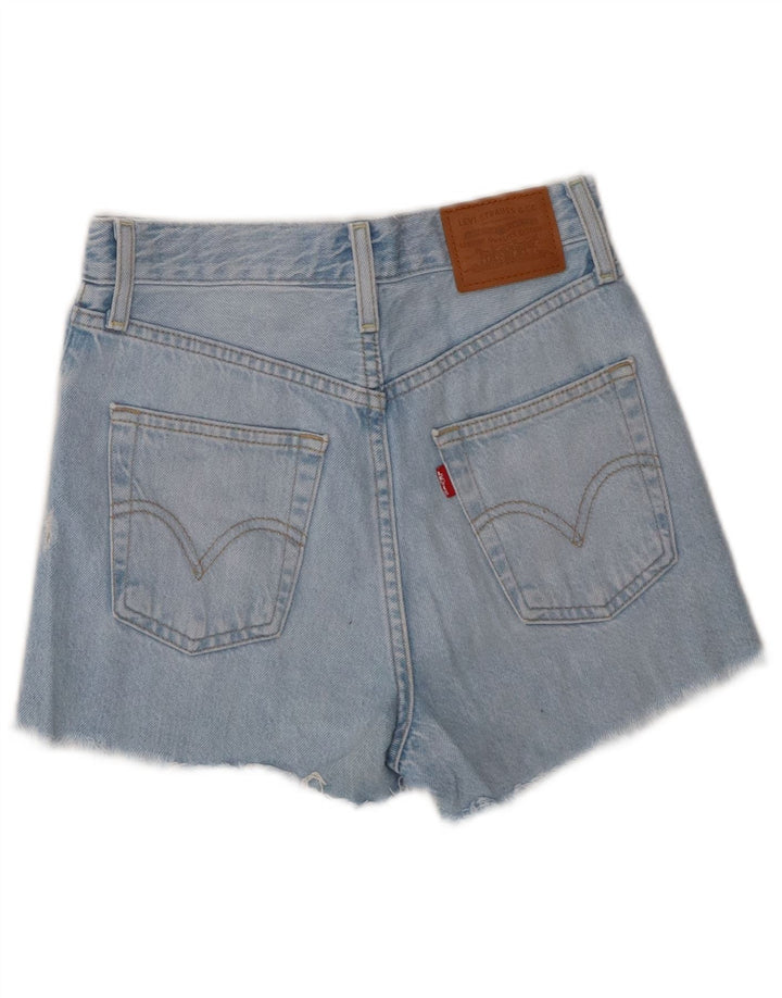 Pantaloncini di jeans invecchiati Ribcage da donna Levi's W24 XS cotone blu
