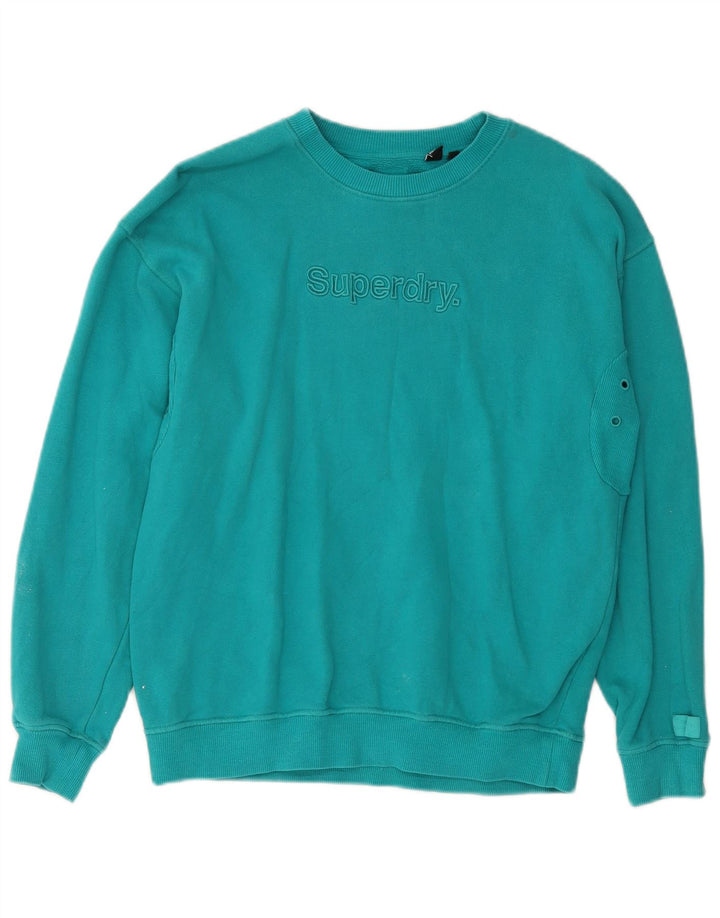 Felpa grafica da uomo SUPERDRY Maglione piccolo cotone turchese