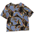 Top camicetta grafica da donna vintage UK 14 grande floreale blu