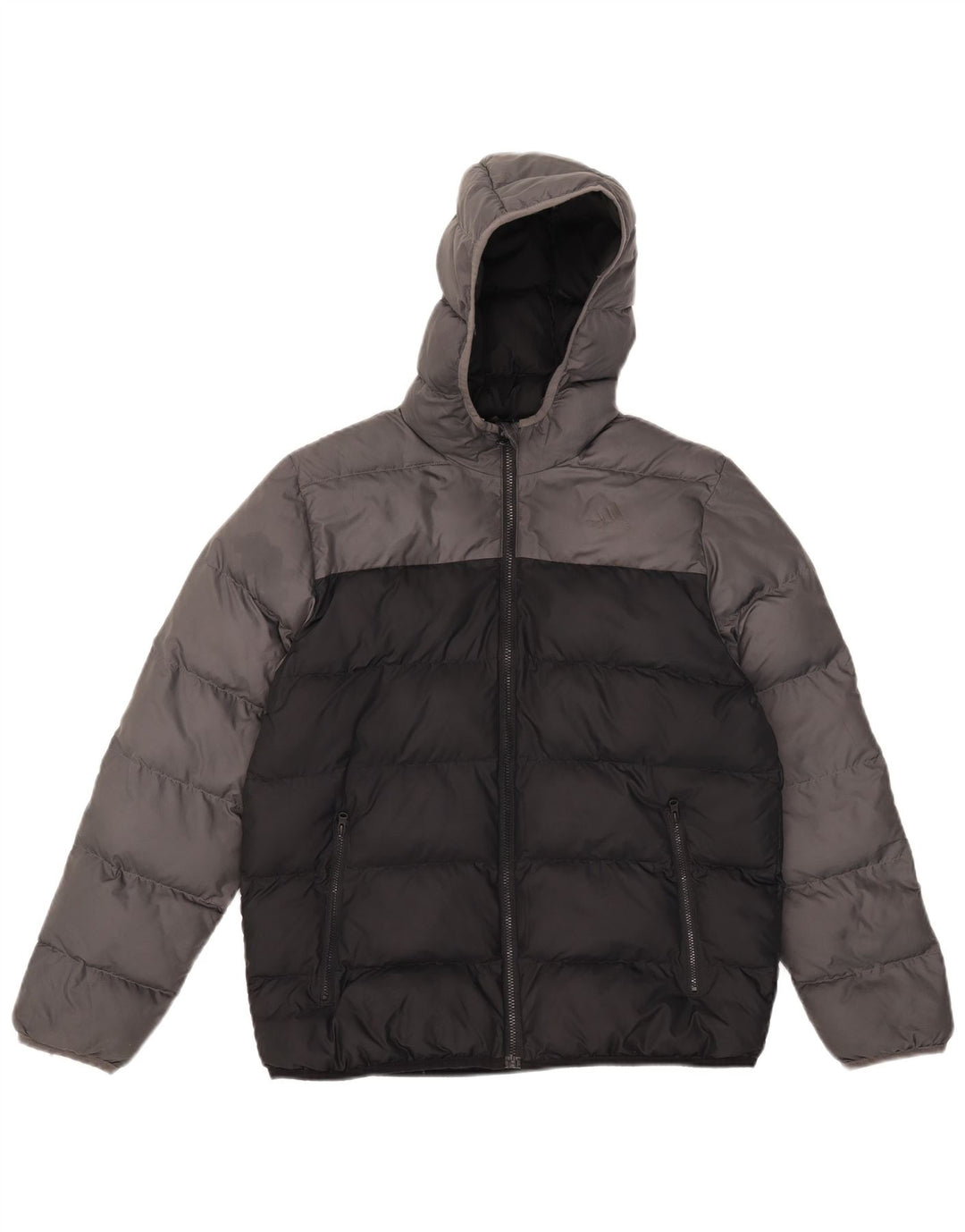 Giacca imbottita con cappuccio Adidas da ragazzo 13-14 anni in poliestere color block grigio