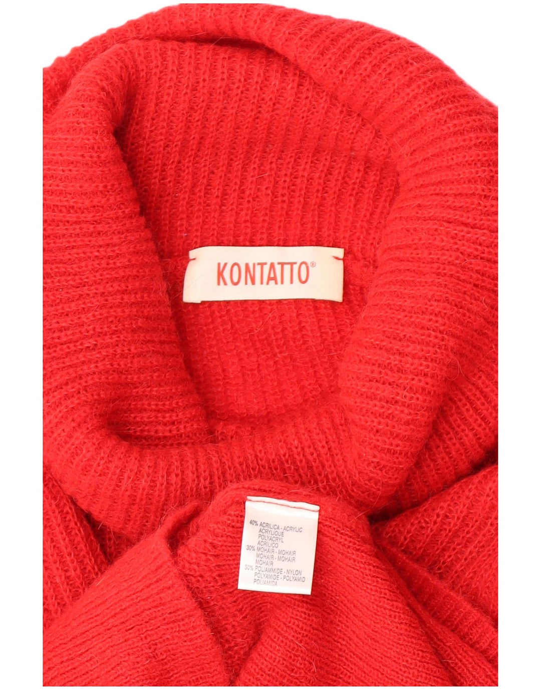 Kontatto Maglione da Donna con Collo Alto e Maglione UK 12 Acrilico Rosso Medio