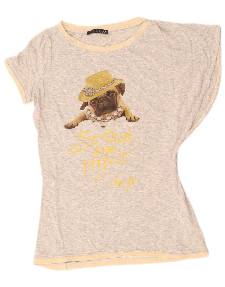 T-shirt grafica da donna LIU JO Top IT 44 Cotone screziato grigio medio