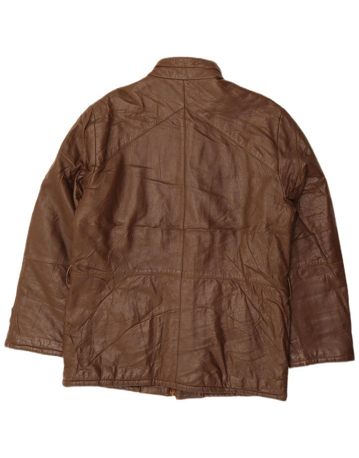 Giacca in Pelle Uomo VINTAGE IT 52 XL Pelle Marrone