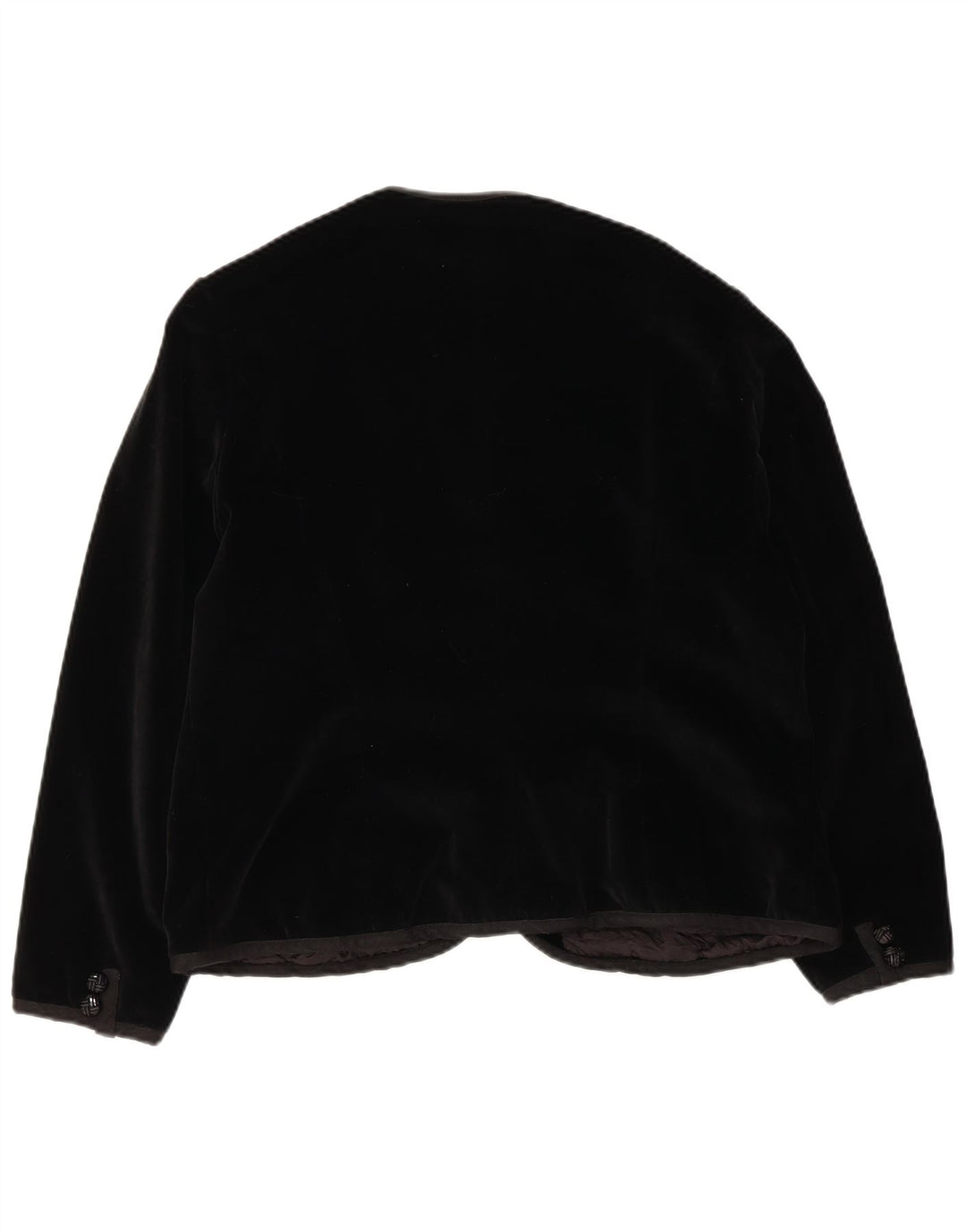 Giacca blazer in velluto a 5 bottoni vintage da donna UK 14 media nera