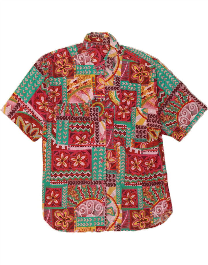 VINTAGE Mens Short Sleeve Shirt Medium Multicoloured Floral Vintage Vintage and Second-Hand Vintage from Messina Hembry 