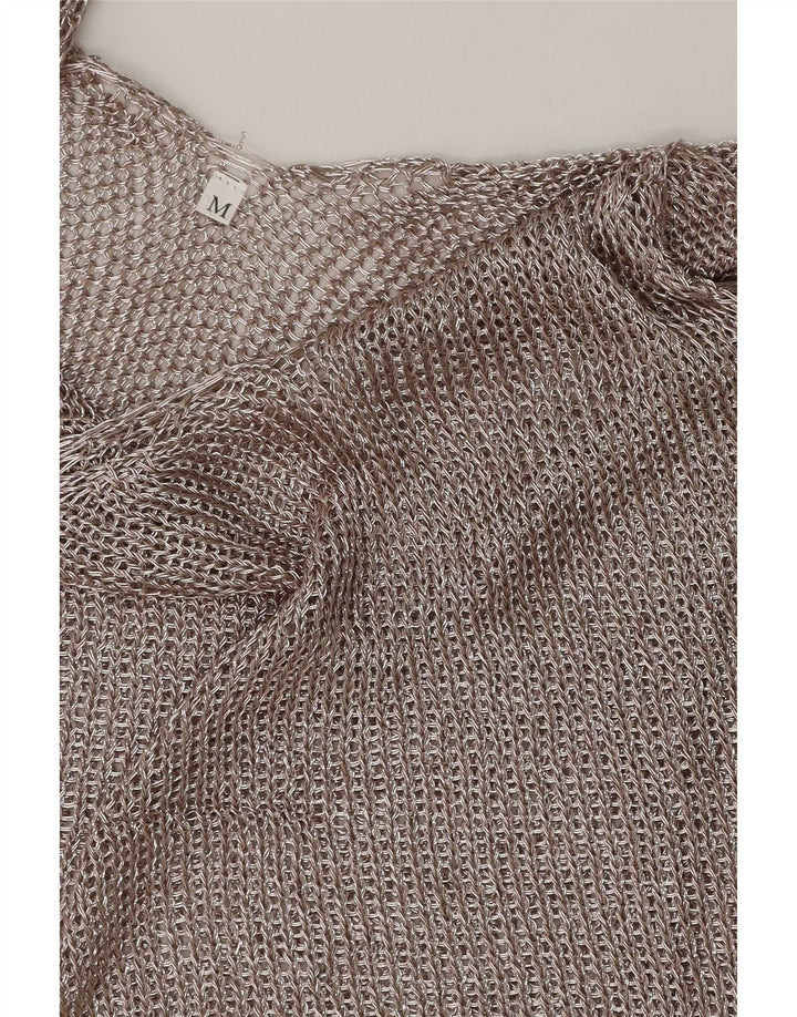 Canotta vintage da donna all'uncinetto UK 12 argento medio
