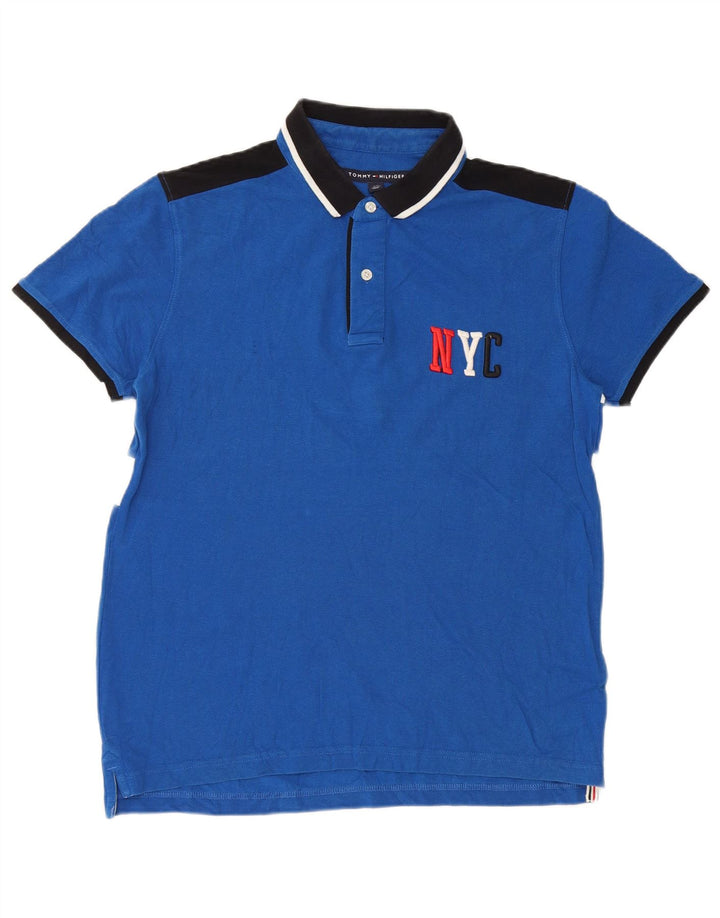 Polo da uomo su misura Tommy Hilfiger Small Blue Colourblock