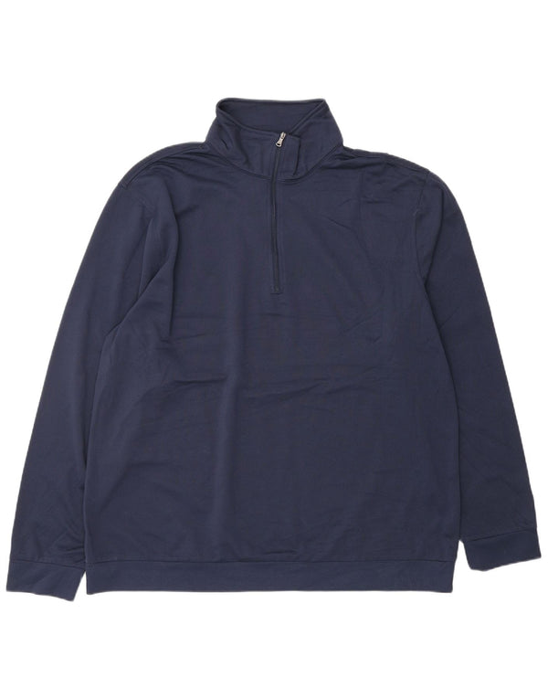 Felpa da uomo con zip e collo IZOD, grande, in poliestere blu navy