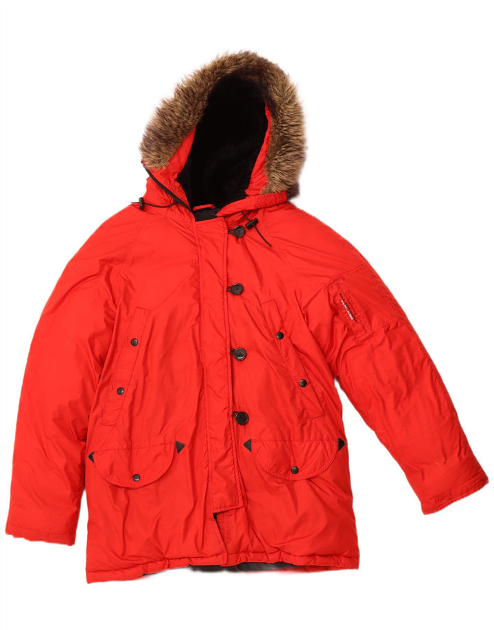 Giacca parka con cappuccio da donna RALPH LAUREN UK 14 Medium Red Winter