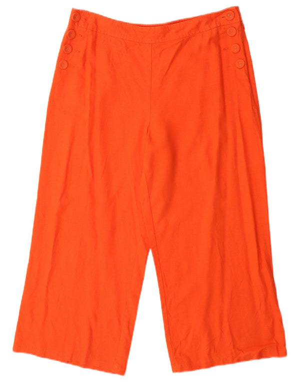 Pantaloni Capri da donna Marks & Spencer UK 12 Medium W30 L23 Lino arancione