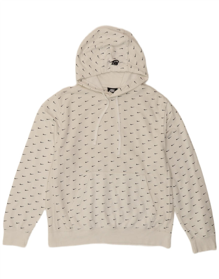 Felpa con cappuccio grafica Nike da uomo in cotone bianco medio