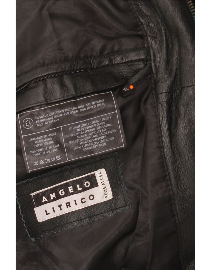 ANGELO LITRICO Giacca in pelle da uomo UK 42 XL Pelle nera