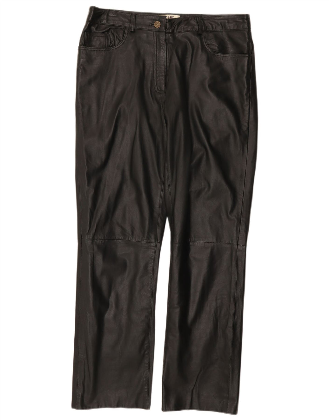 Pantaloni dritti in pelle da donna Ricano W34 L30 in pelle nera