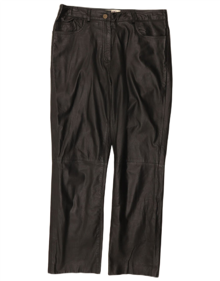 Pantaloni dritti in pelle da donna Ricano W34 L30 in pelle nera