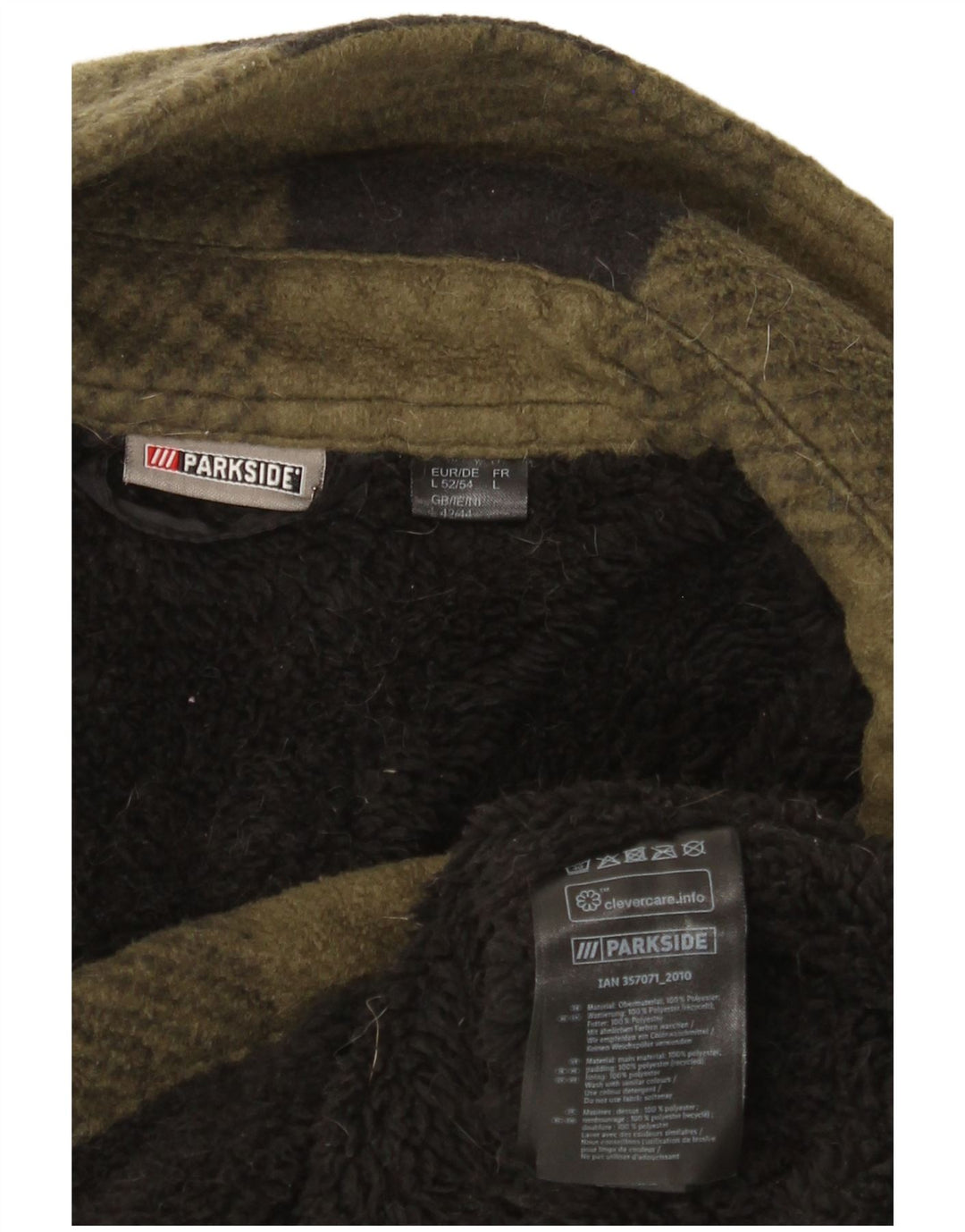 Parkside Giacca in pile da uomo UK 40 Large Khaki Gingham Poliestere