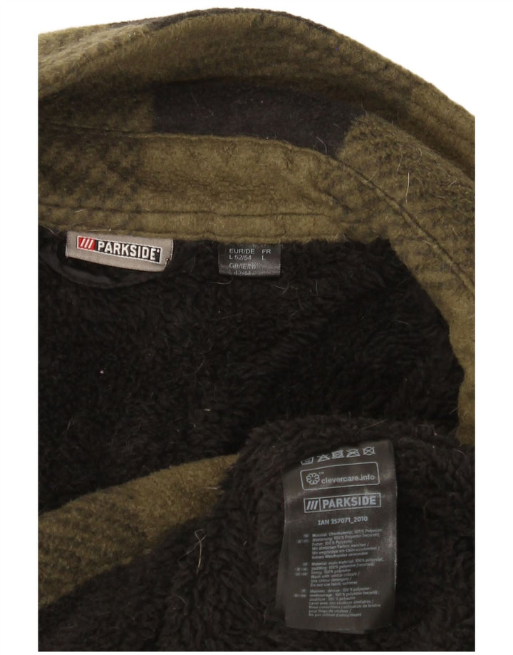 Parkside Giacca in pile da uomo UK 40 Large Khaki Gingham Poliestere