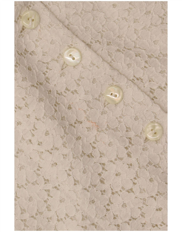 Camicetta da donna a maniche corte corta VINTAGE IT 46 Grande motivo floreale bianco sporco