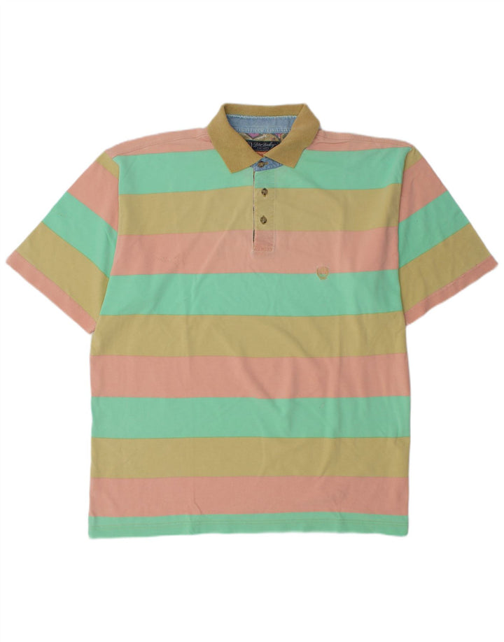 PETER HADLEY Polo da uomo XL in cotone a righe multicolore