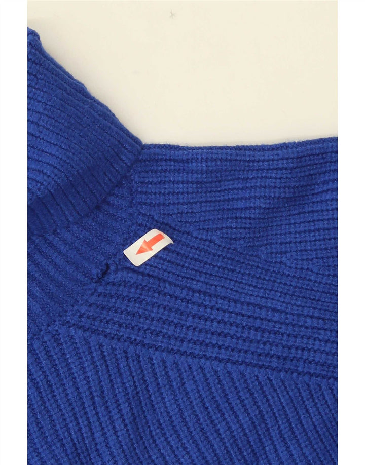 Maglione maglione a collo alto da donna Marks & Spencer UK 14 Viscosa blu medio
