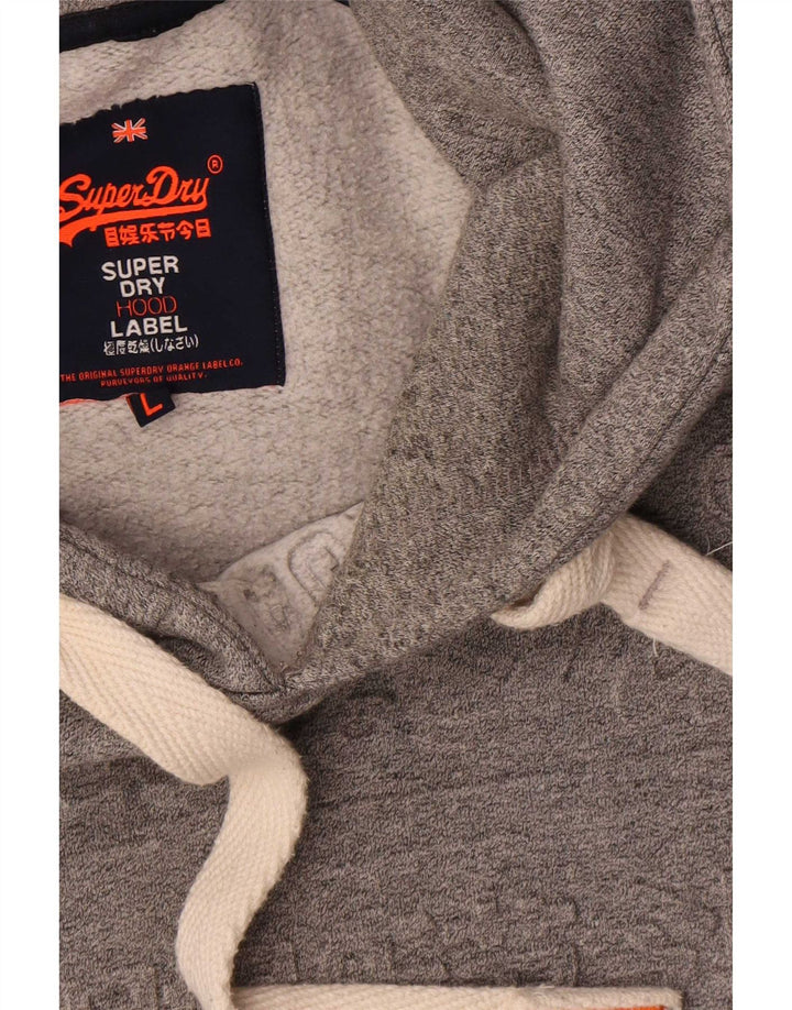 Maglione con cappuccio grafico da uomo Superdry grande in cotone grigio