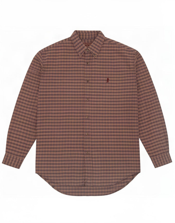 Camicia da uomo Marlboro Classics XL in cotone a quadretti marrone