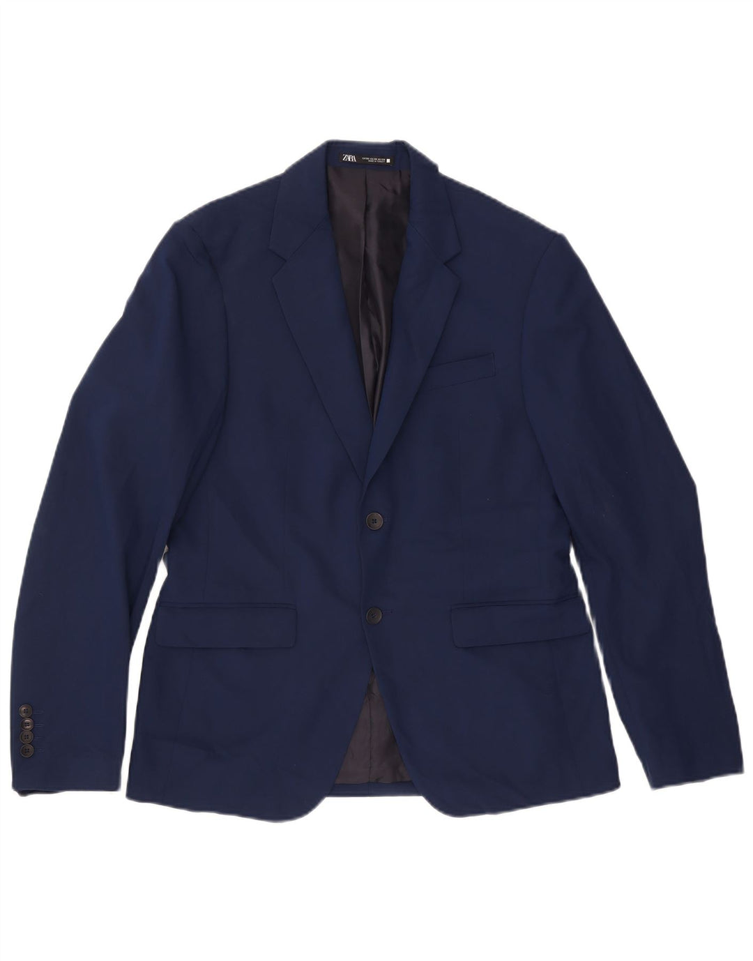 Giacca blazer da uomo a 2 bottoni Zara EU 50 medio blu navy in poliestere