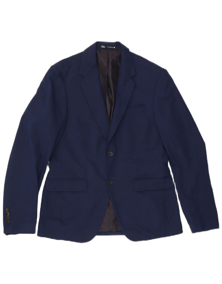 Giacca blazer da uomo a 2 bottoni Zara EU 50 medio blu navy in poliestere