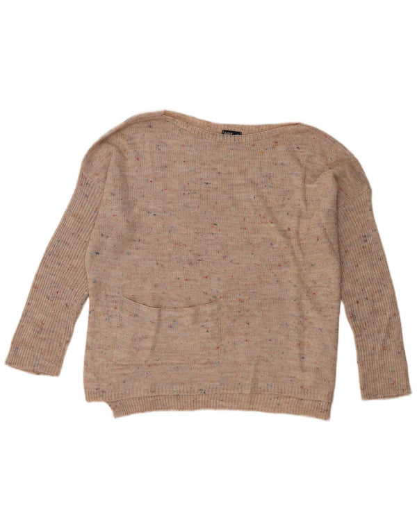 Maglione da donna oversize con scollo a barca Rifle da donna UK 16 Grande beige screziato